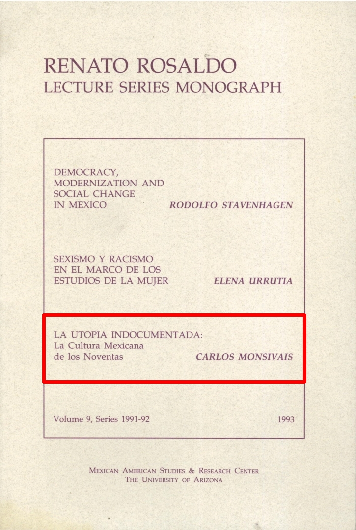 Renato Rosaldo: Lecture Series Monograph