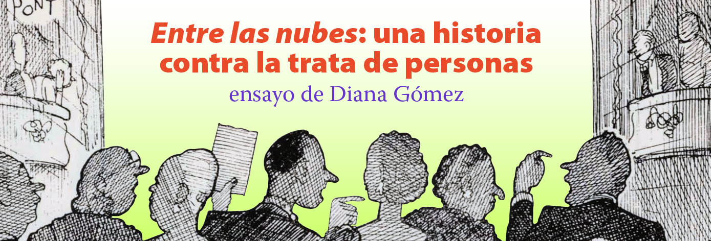 Banner del texto 'Entre las nubes: una historia contra la trata de personas' de Diana Gómez